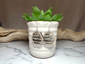 Handmade Hexagon Wood Earrings