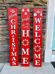 Holiday & Christmas Porch Leaner for Entryway Handmade in 3D Wood 4 feet tall