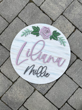 Custom Baby Name Sign, Children's Nursery Decor, Rustic Personalized Wood Sign with Flowers, Kids Room floral theme, girls, sunflower, daisy