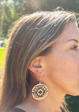 Handmade Aztec Circle Layered Wood Earrings