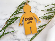 Personalized Lego Ornament for your Christmas Tree! Engraved and Hand Painted Wood