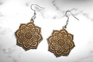 Handmade Mandala Wood Earrings