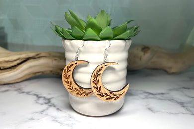 Handmade Moon Vine Wood Earrings
