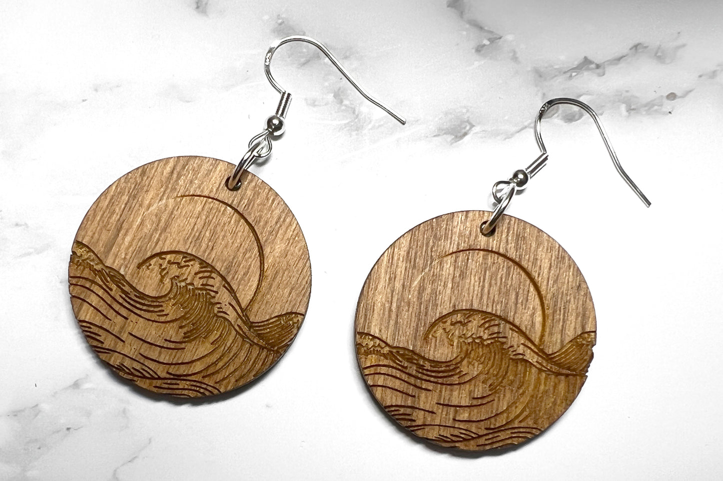Handmade Ocean Sunset Wood Earrings