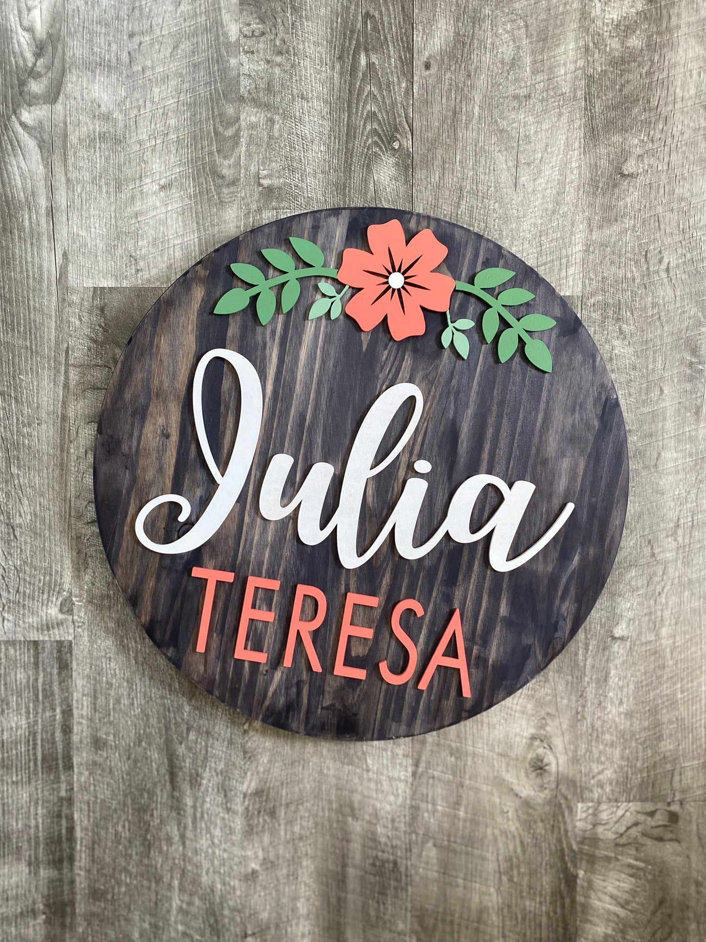 Custom Baby Name Sign, Children's Nursery Decor, Rustic Personalized Wood Sign with Flowers, Kids Room floral theme, girls, sunflower, daisy