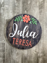 Custom Baby Name Sign, Children's Nursery Decor, Rustic Personalized Wood Sign with Flowers, Kids Room floral theme, girls, sunflower, daisy