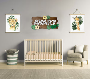 Tropical Handmade Kids/  Baby Name 3D Wood Sign