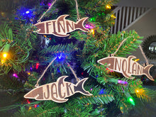 Customized Shark Ornament, Handmade, Personalized with Childs name