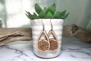 Handmade Teardrop Engraved Earrings