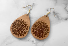 Handmade Teardrop Mandala Wood Earrings