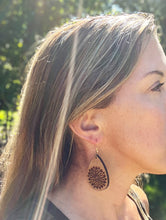Handmade Teardrop Mandala Wood Earrings