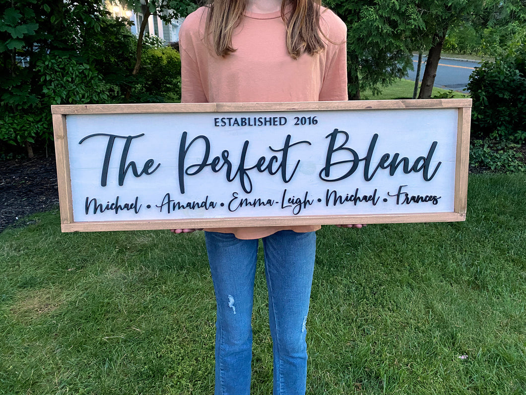 The Perfect Blend, Blended Family, Bonus Family, Second Marriage, 3D Laser Cut Sign, Large Farmhouse Rustic Look Sign, Great Wedding Gift