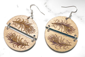 Handmade Wood Feather Earrings