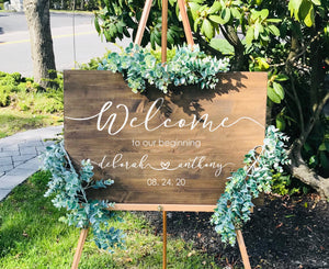 Welcome to our beginning Wedding Sign, Customized with name and date