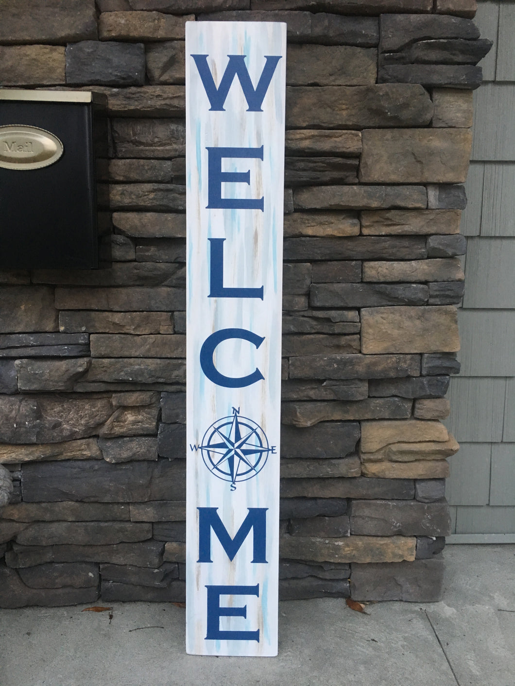 Nautical WELCOME sign with compass for indoor/outdoor porch or entryway beach style