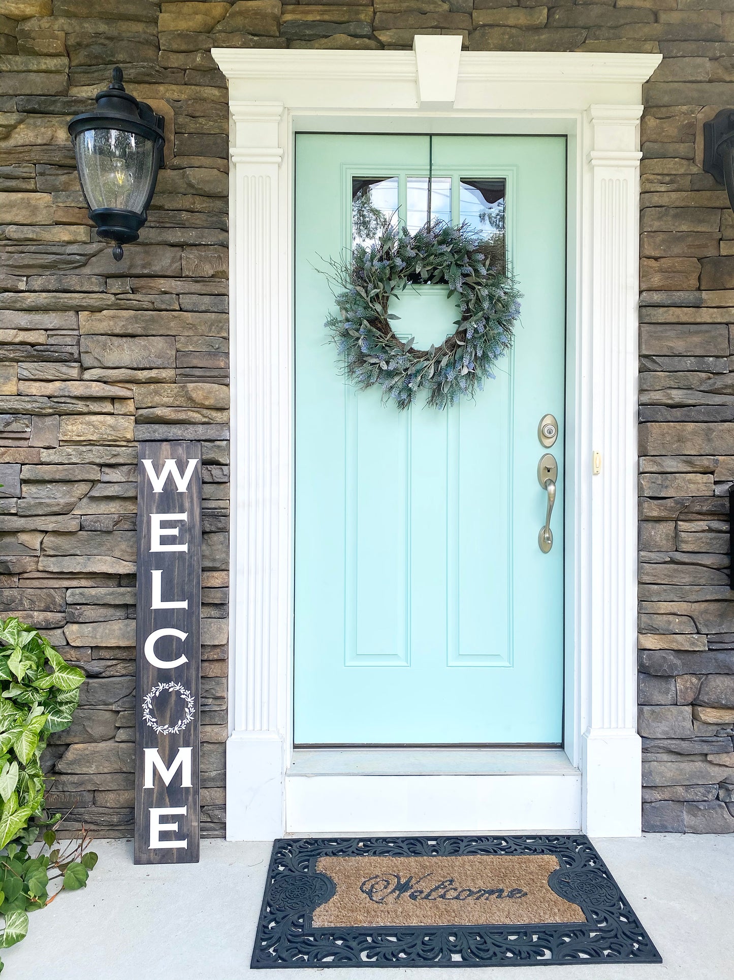 Welcome sign porch leaner for outdoor or indoor entryway!