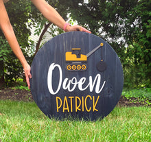 Construction Sign, Customized Baby Name Sign, Children's Nursery Decor, Personalized Wood Sign, Kids Room, Boys, Hand Painted