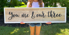 You Me and Our Three, 3D Large Farmhouse Style Decor Custom Wood Sign, Bedroom Decor, Personalized Living Room Family Saying