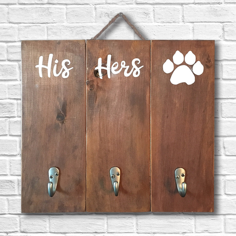Key and Dog Leash holder, his and hers or custom saying.