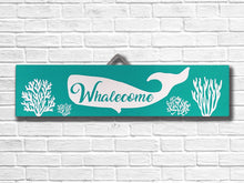 Whalecome or Welcome Sign! Bright and colorful painted sign for your home.