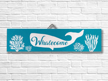 Whalecome or Welcome Sign! Bright and colorful painted sign for your home.