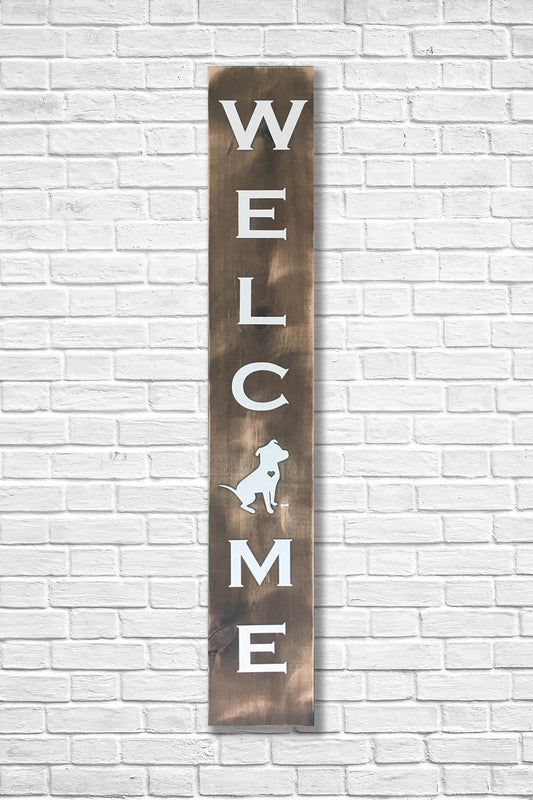 Welcome Sign for Dog or Cat Lovers! Large 4 foot farmhouse style welcome sign for entryway or doorstep