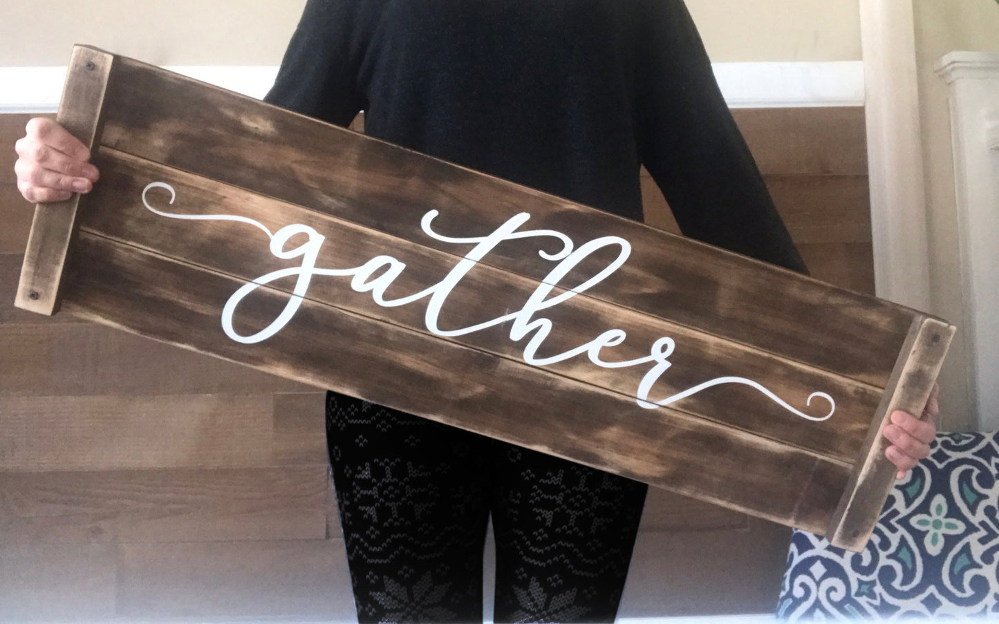 Gather large 3 foot sign, perfect for family room or dining room, rustic, farmhouse style