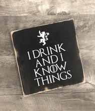 Personalized Game of Thrones name sign with wolf, dragon, bend the knee or tyrion i drink and i know things, wood sign painted, home decor