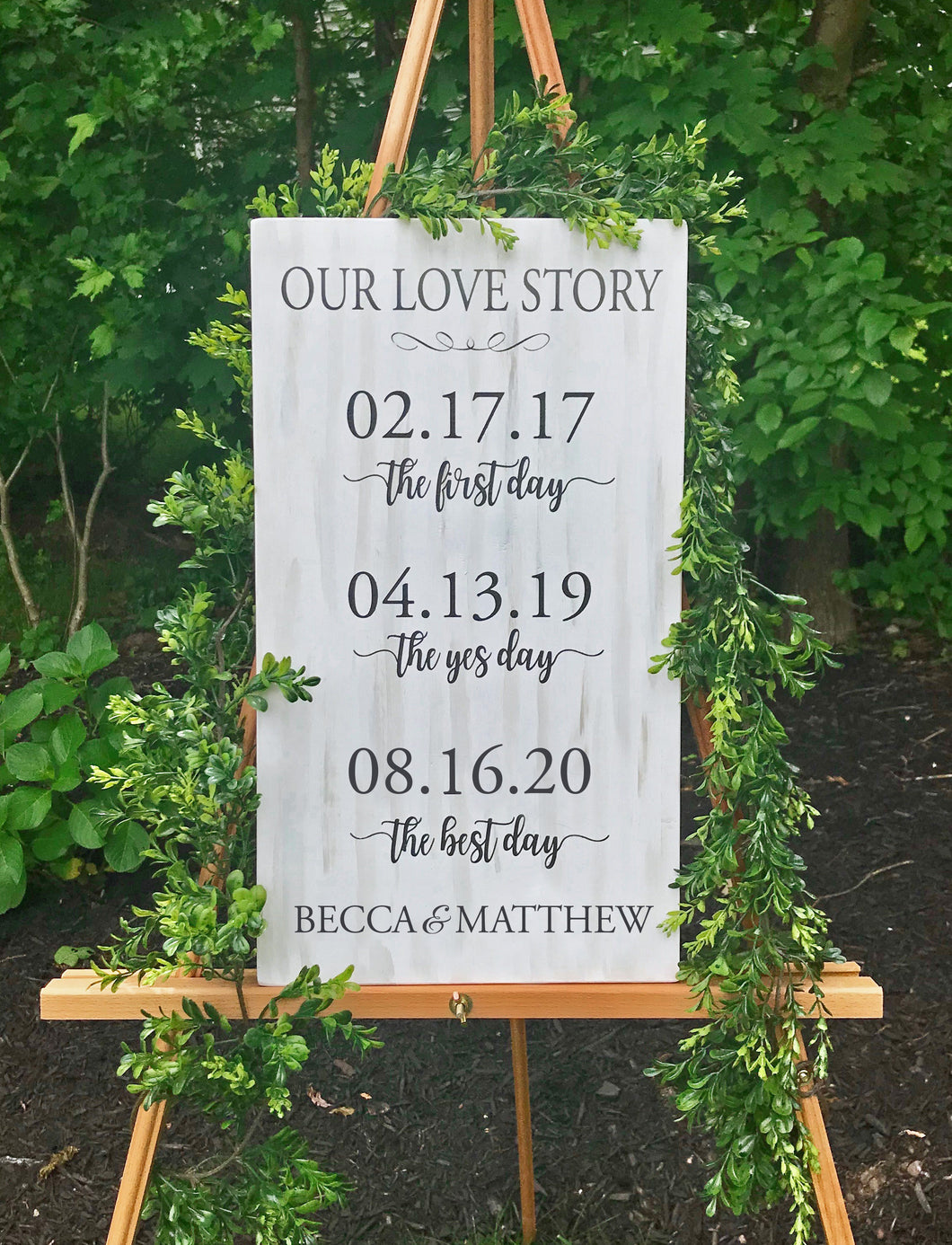 Our Love Story, Custom Wood Sign personalized hand painted with First Date, Engagement Date and Wedding Date, Great Gift!