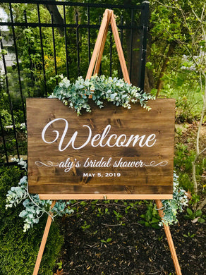 Welcome Bridal Shower Sign, Customized hand painted with bride name and wedding or shower date, Farmhouse Rustic Look
