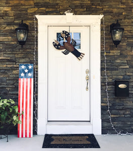 Rustic Patriotic American Flag 4 foot Porch Lean Entryway Sign, distressed for antique farmhouse look