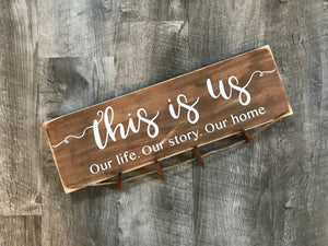 This Is Us photo holder, Rustic farmhouse look wood sign, Great gift for family or wedding present