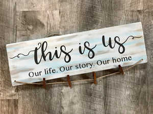 This Is Us photo holder, Rustic farmhouse look wood sign, Great gift for family or wedding present