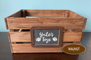 Dog or Cat Pet Toy Personalized Organization Storage Wood Crate, Farmhouse Look,Rustic Home Decor